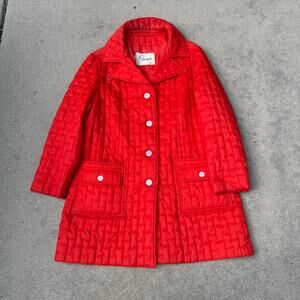 Women's Vintage 1960's Sharpee Minneapolis Red Parka Puffer Jacket Coat Sz Large